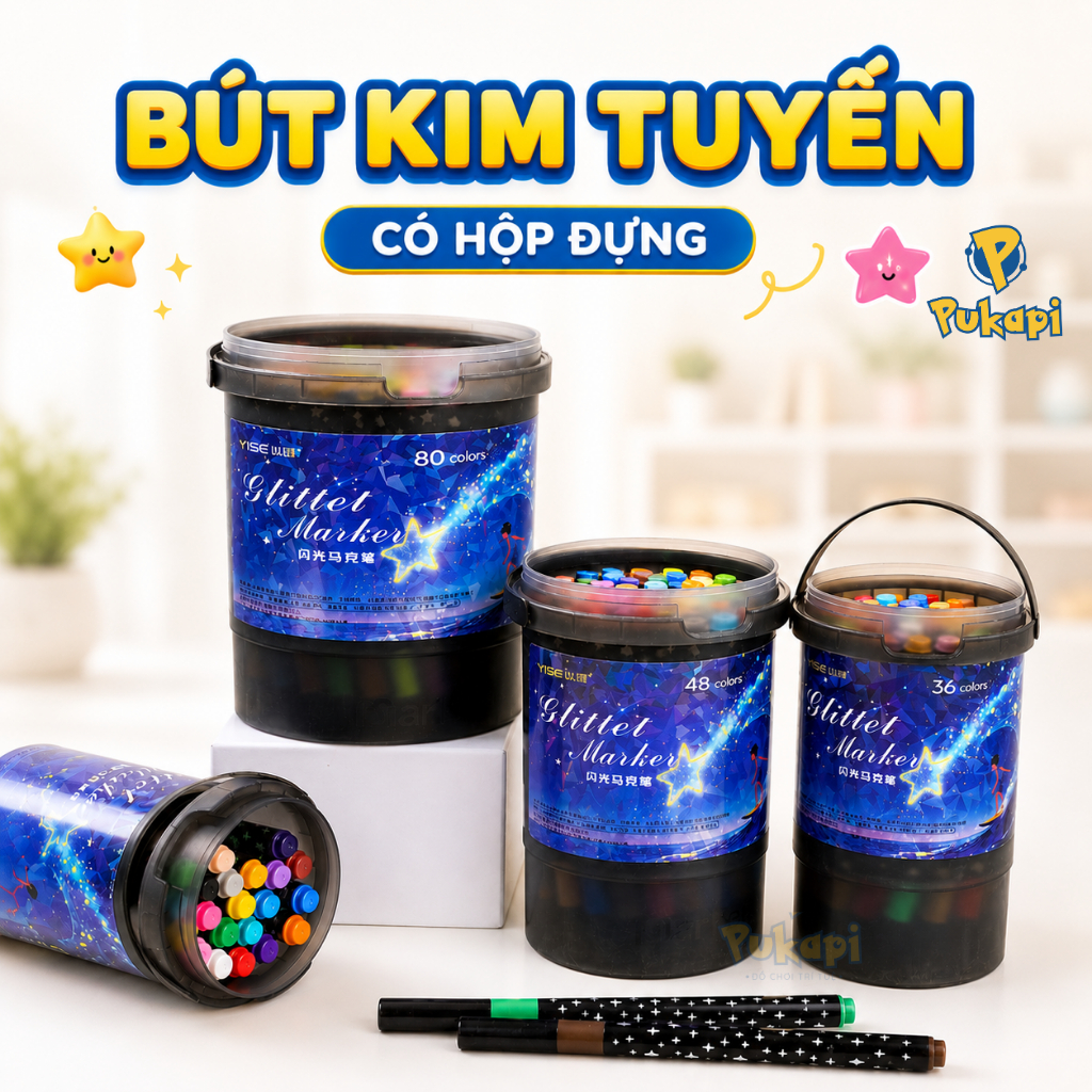 Đồ Chơi Hộp Màu Bút Nhiều Màu Kim Tuyến Bút Lông Màu Bút Dạ - Đồ Chơi Cho Bé PUKAPI