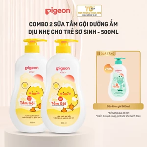 Combo 2 sữa tắm gội Pigeon dưỡng ẩm dịu nhẹ cho bé sơ sinh mềm mại an toàn cho da chính hãng