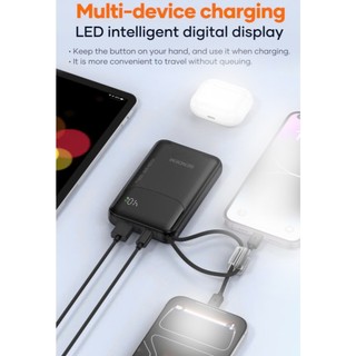 Sạc Dự Phòng Sendem PD15 10000mAh cổng TypeC / Cáp TypeC / USB-A output 22.5W, Kèm 2 cáp sạc ra