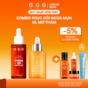 Combo Tinh Chất Phục Hồi Da Khỏe & Mờ Thâm Giảm Mụn GGG Booster Chaga 100 Ampoule 50ml & Healing Serum 40ml
