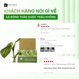 Xà Bông Tắm Dầu Dừa - Mù U - Trầu Không VIETKET 100g - Làm Sạch, Giảm Mụn, Sáng Da, Duy Trì Độ Ẩm