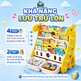 Kệ Sách Nhựa Pakey Cao Cấp Cho Bé Kèm Hộc Để Đồ Chơi, Giá Sách Chịu Lực Loại Dày Nhựa Nguyên Sinh An Toàn Cho Bé
