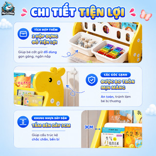 Kệ Sách Nhựa Pakey Cao Cấp Cho Bé Kèm Hộc Để Đồ Chơi, Giá Sách Chịu Lực Loại Dày Nhựa Nguyên Sinh An Toàn Cho Bé