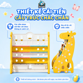 Kệ Sách Nhựa Pakey Cao Cấp Cho Bé Kèm Hộc Để Đồ Chơi, Giá Sách Chịu Lực Loại Dày Nhựa Nguyên Sinh An Toàn Cho Bé