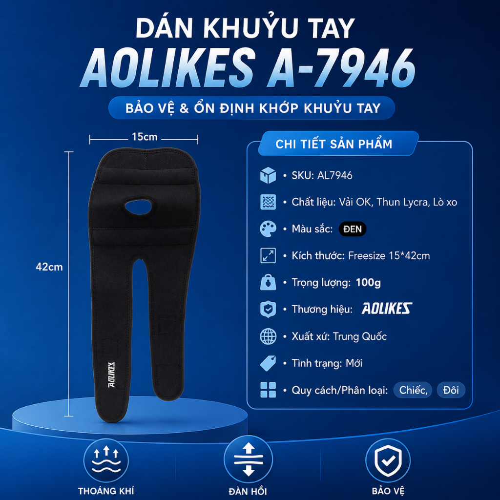 Băng khuỷu tay Aolikes lò xo, Bảo vệ khuỷu tay tập gym thể thao cao cấp A-7946