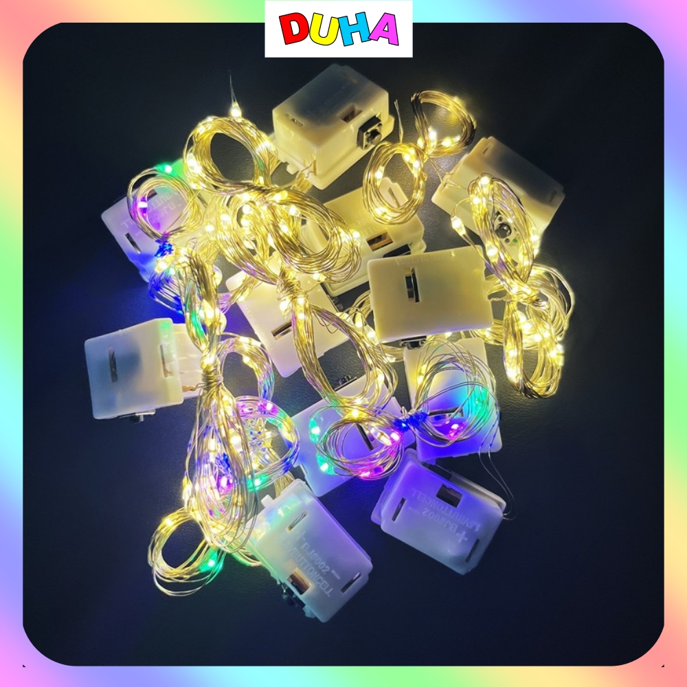 Combo 100 dây đèn led đom đóm nhiều màu, pin thay thế dễ dàng DUHA 014