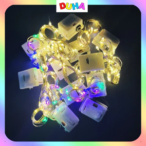 Combo 100 Dây Đèn led đom đóm 1m, 2m chạy bằng pin trang trí tháp oản, mẹt tết, bó hoa, tiểu cảnh DUHA 014