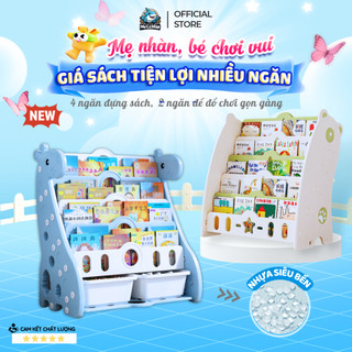 Kệ Sách Nhựa Pakey Cao Cấp Cho Bé Kèm Hộc Để Đồ Chơi, Giá Sách Chịu Lực Loại Dày Nhựa Nguyên Sinh An Toàn Cho Bé