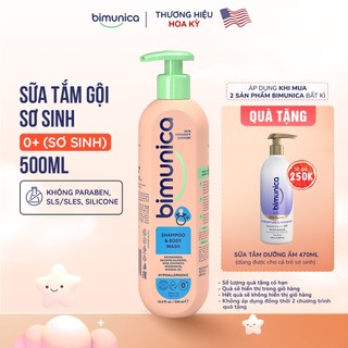 Sữa Tắm Gội 2in1 Dành Cho Bé Sơ Sinh và Trẻ Nhỏ Cao Cấp BIMUNICA Chai 500ml