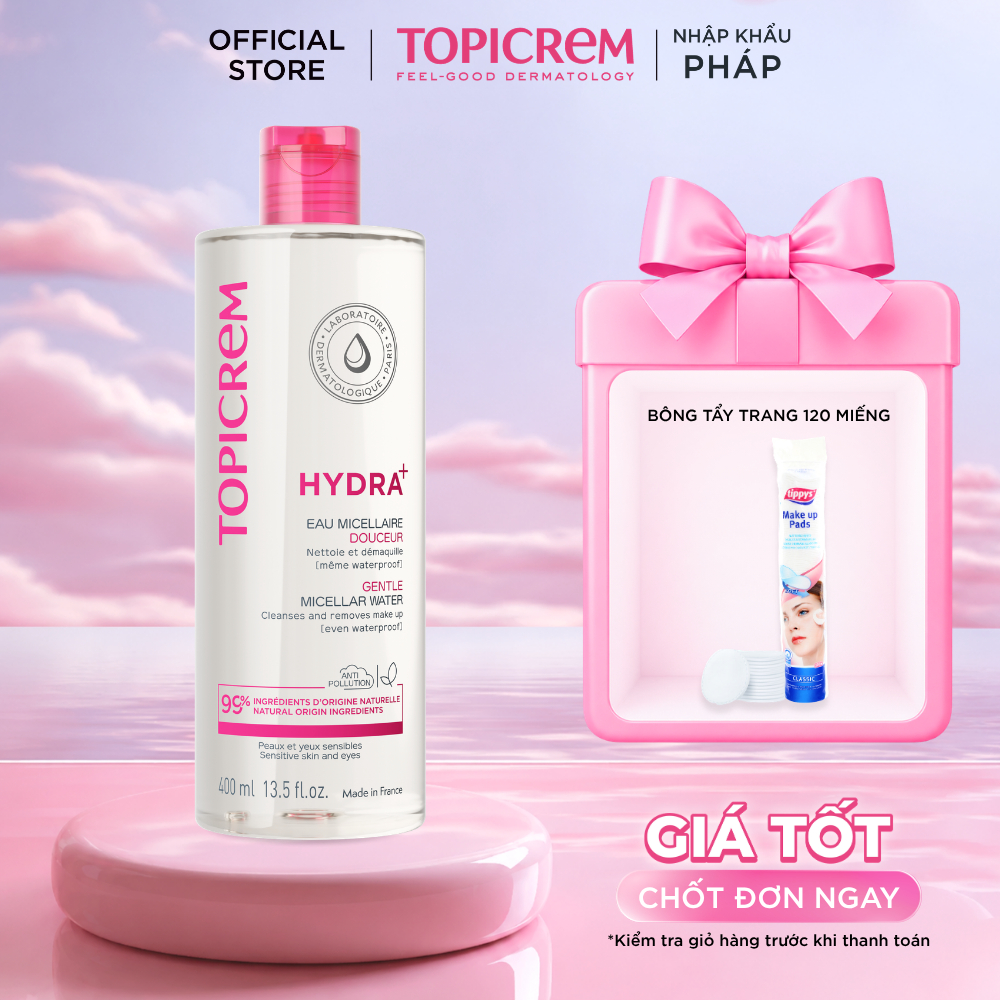 Nước tẩy trang dịu nhẹ TOPICREM HYDRA+ GENTLE MICELLAR WATER 400ML