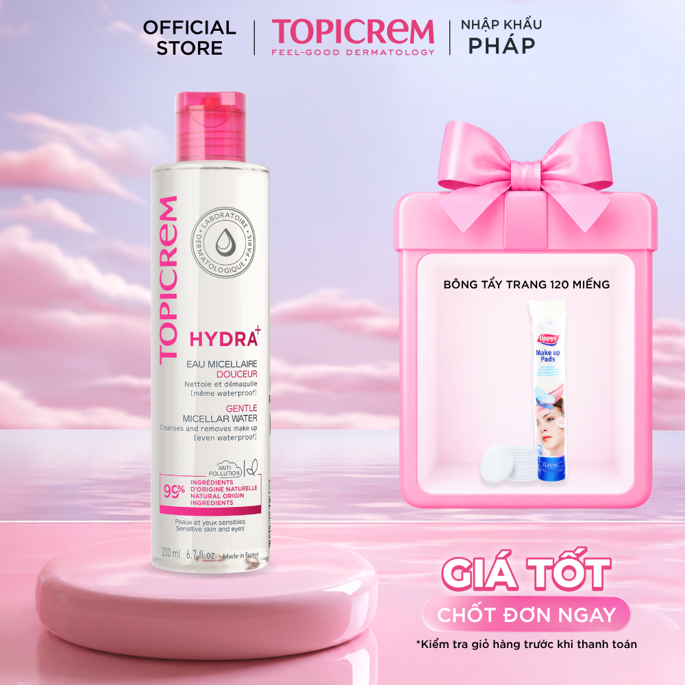 Nước tẩy trang dịu nhẹ TOPICREM HYDRA+ GENTLE MICELLAR WATER 200ML