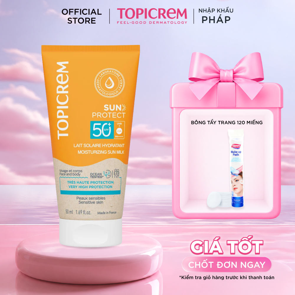 Sữa chống nắng có khả năng chống nước và cát TOPICREM SUN PROTECT MOISTURIZING SUN MILK SPF50+ 50ML