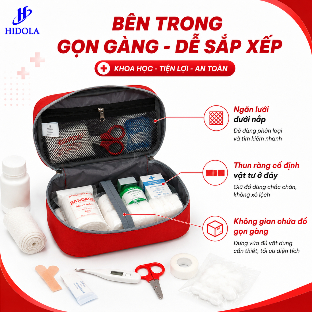 Túi Y Tế Cá Nhân Sơ Cấp Cứu 9052 – Túi Đựng Thuốc Gia Đình, Túi Sơ Cứu Mini Gọn Nhẹ, Chống Thấm Nước