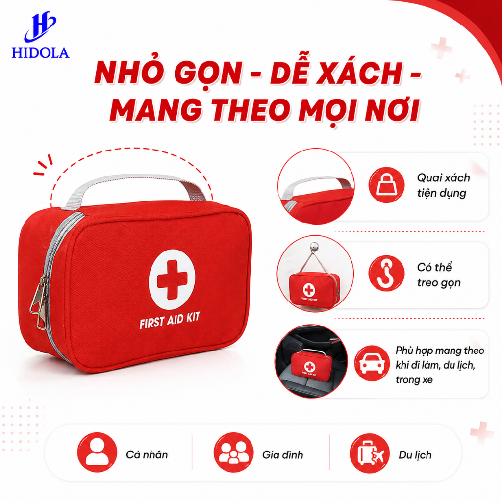 Túi Y Tế Cá Nhân Sơ Cấp Cứu 9052 – Túi Đựng Thuốc Gia Đình, Túi Sơ Cứu Mini Gọn Nhẹ, Chống Thấm Nước