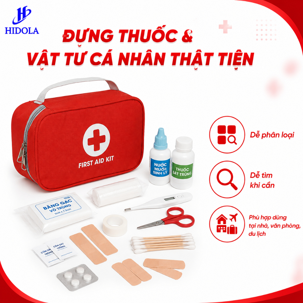 Túi Y Tế Cá Nhân Sơ Cấp Cứu 9052 – Túi Đựng Thuốc Gia Đình, Túi Sơ Cứu Mini Gọn Nhẹ, Chống Thấm Nước