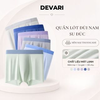 Quần Sịp Boxer Vải Su Đúc Lụa Băng Cao Cấp Không Đường May, Quần Lót Nam Thoáng Mát DEVARI N2259