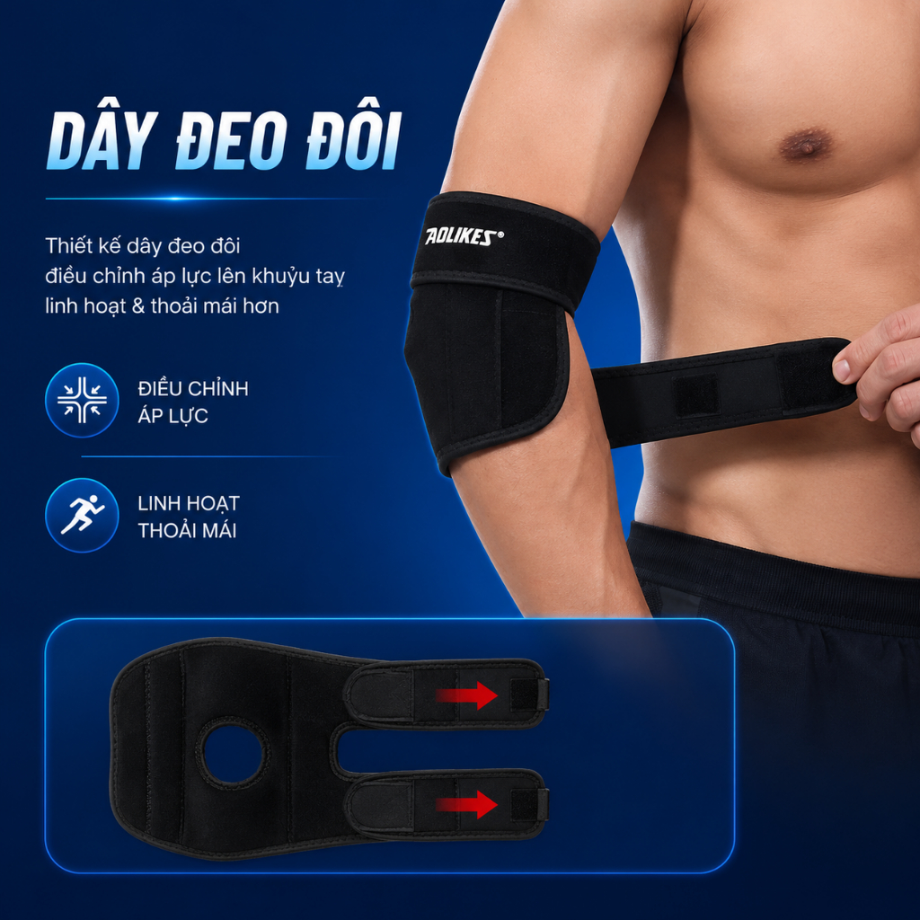 Băng khuỷu tay Aolikes lò xo, Bảo vệ khuỷu tay tập gym thể thao cao cấp A-7946