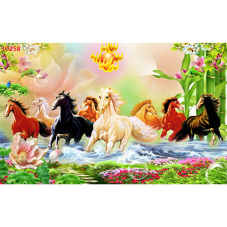 Tranh Dán Tường Mã Đáo Thành Công Vải Lụa 3D tặng keo dán và dụng cụ