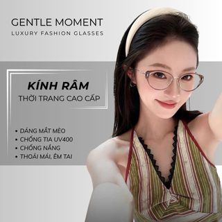[KOL Live] Gọng kính mắt mèo nữ GENTLE MOMENT gọng kim loại chống ánh sáng xanh chống tia UV kính đổi màu GMK239