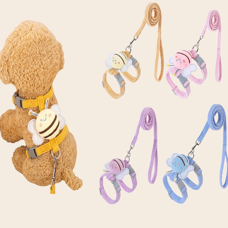 Dây Dắt Mèo Cho Thú Cưng Chó Con Ong Đáng Yêu Đi Dạo Dạng Yếm Poodle Chihuahua To Lớn Cái Bull Size Nhỏ 1 Tháng Tuổi