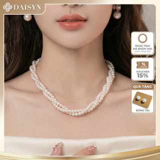 [ DAISYN ] N410 choker vòng cổ hạt Trai, dây chuyền hạt ngọc nhân tạo đá dây chuyền mang áo dài 3 sợi hạt 6mm xoắn