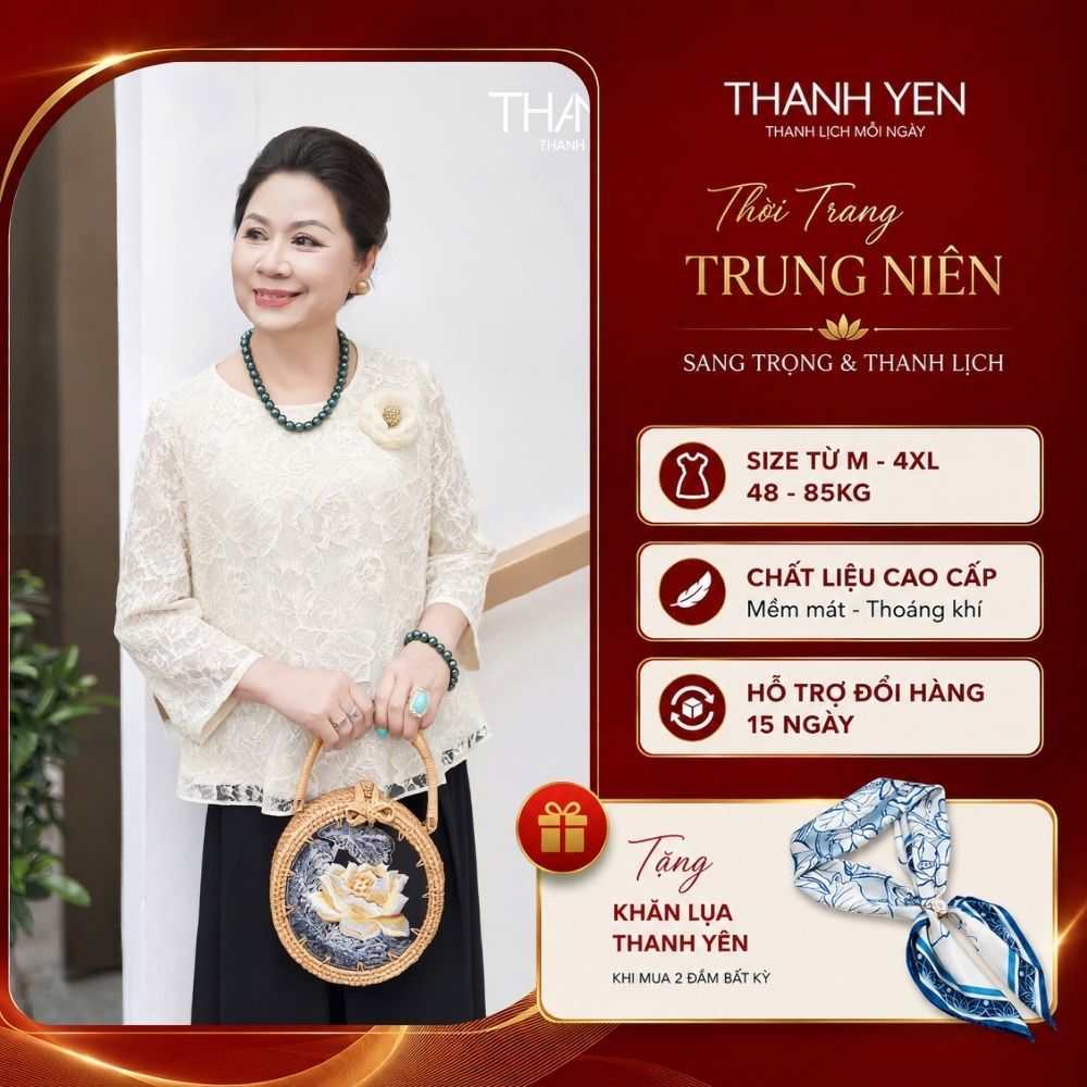 Áo Ren Thanh Yên Bạch Ngọc Uyển Áo Nữ Thanh Lịch Sang Trọng Phù Hợp Đi Chơi Dạo Phố - CADT26070Y