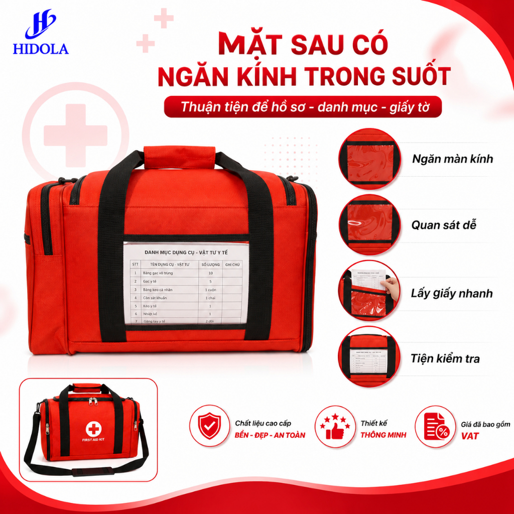 Túi Y Tế Cá Nhân Sơ Cấp Cứu 9052- 22 Lít– Túi Đựng Thuốc Gia Đình, Túi Sơ Cứu Mini Gọn Nhẹ, Chống Thấm Nước