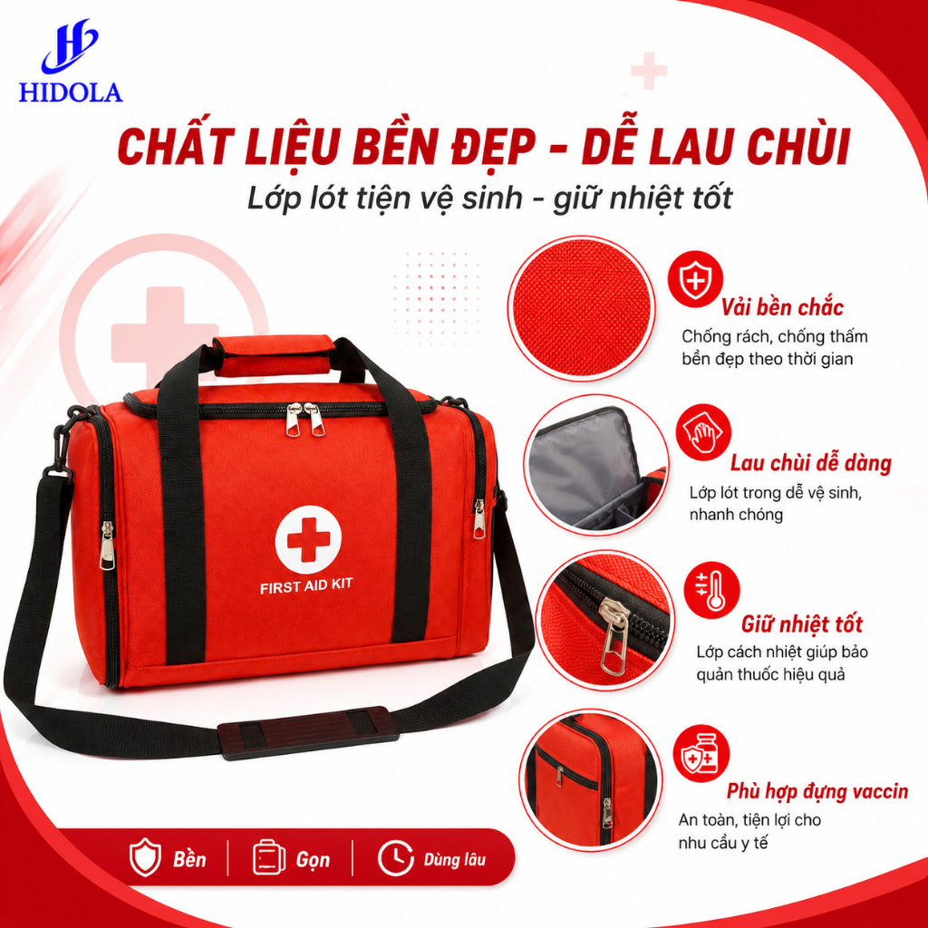 Túi Y Tế Cá Nhân Sơ Cấp Cứu 9052- 22 Lít– Túi Đựng Thuốc Gia Đình, Túi Sơ Cứu Mini Gọn Nhẹ, Chống Thấm Nước