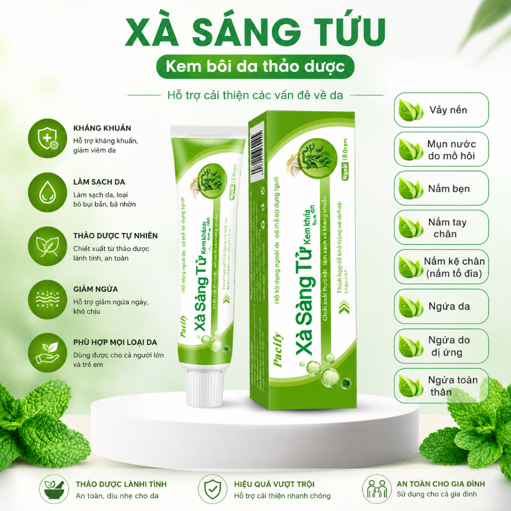 🌿Xà Sàng Tử Kem dưỡng da 18g – Hỗ trợ giảm ngứaDa mềm mịn, không còn cảm giác khó chịu  Giảm đỏ, phù hợp da nhạy cảm