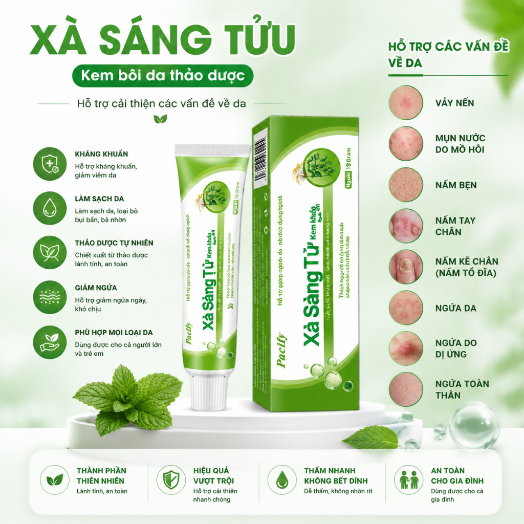 🌿Xà Sàng Tử Kem dưỡng da 18g – Hỗ trợ giảm ngứaDa mềm mịn, không còn cảm giác khó chịu  Giảm đỏ, phù hợp da nhạy cảm