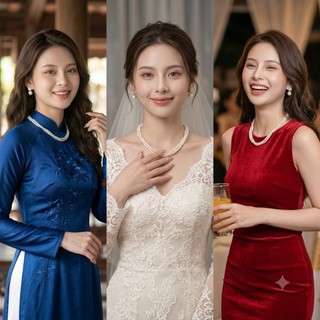 [ DAISYN ] N410 choker vòng cổ hạt Trai, dây chuyền hạt ngọc nhân tạo đá dây chuyền mang áo dài 3 sợi hạt 6mm xoắn