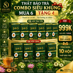 COMBO SIÊU KHỦNG 10 HỘP THẤT BẢO TRÀ SONG DIỆU | Mua 6 Tặng 4 | Chỉ 999K | Trà Táo Mèo - Lá Sen - Chè Vằng - Cỏ Ngọt