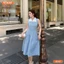 Đầm thiết kế BEMINE cổ sơ mi sát nách dáng chữ A phù hợp đi chơi-B547