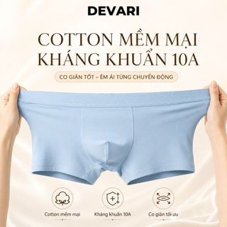 Quần Lót Boxer Nam Chất Liệu Cotton Cao Cấp, Quần Sịp Nam Co Giãn Thoáng Mát DEVARI N777