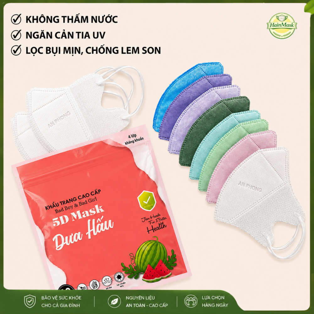 [ Set 100 Cái] Khẩu Trang 5D Mask Dưa Hấu 4 Lớp [Dành Cho Mặt Nhỏ] Dày Dặn Cao Cấp Lọc Bụi Mịn