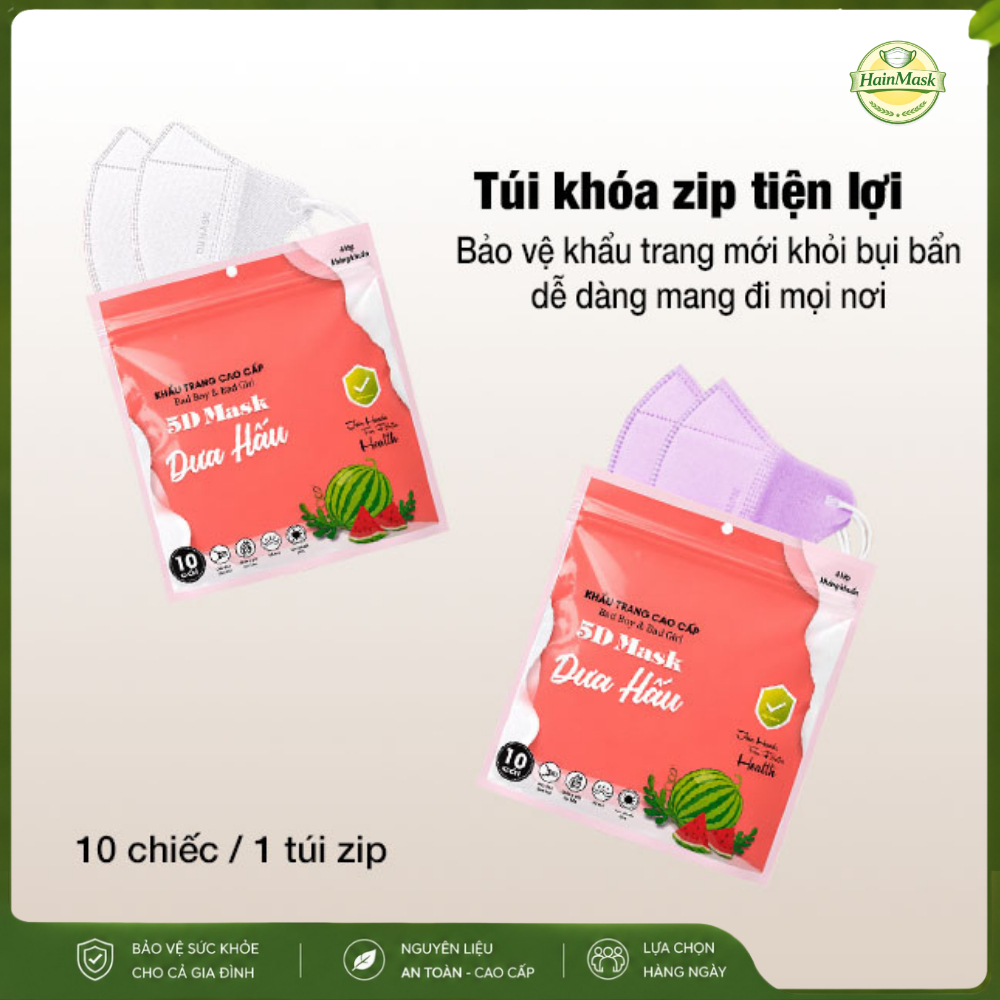 [ Set 100 Cái] Khẩu Trang 5D Mask Dưa Hấu 4 Lớp [Dành Cho Mặt Nhỏ] Dày Dặn Cao Cấp Lọc Bụi Mịn