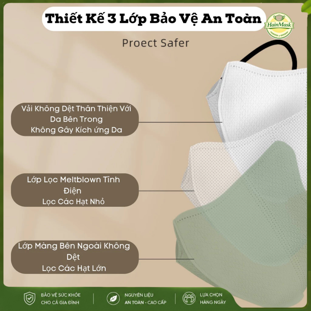 [Set 200 Cái Đủ Màu] Khẩu Trang 5D Mask THÁI LAN CAREION 3 Lớp Dày Dặn Lọc Bụi Mịn Kháng Khuẩn