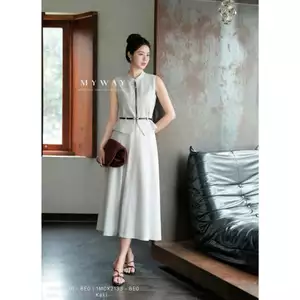 Set Áo Khoét Nách Chân Váy Xòe Nữ MY WAY Chất Liệu Kaki Cao Cấp 1MA04136 - 1MCX2133 - BE0