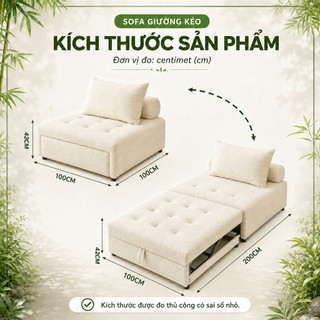 Ghế sofa giường gấp gọn thông minh, Giường sofa đa năng gấp gọn bọc lông cừu khung thép chắc chắn