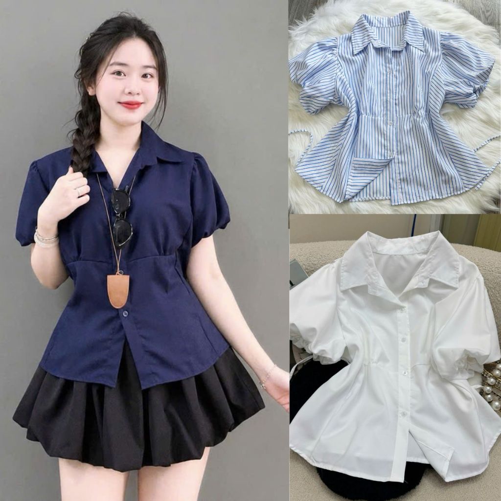Áo Sơ Mi Thời Trang Bigsize Nữ Tay Ngắn 1 Túi Chất Vải Mềm Mịn Phù Hợp Đi Chơi Đi Làm SM192/SM189