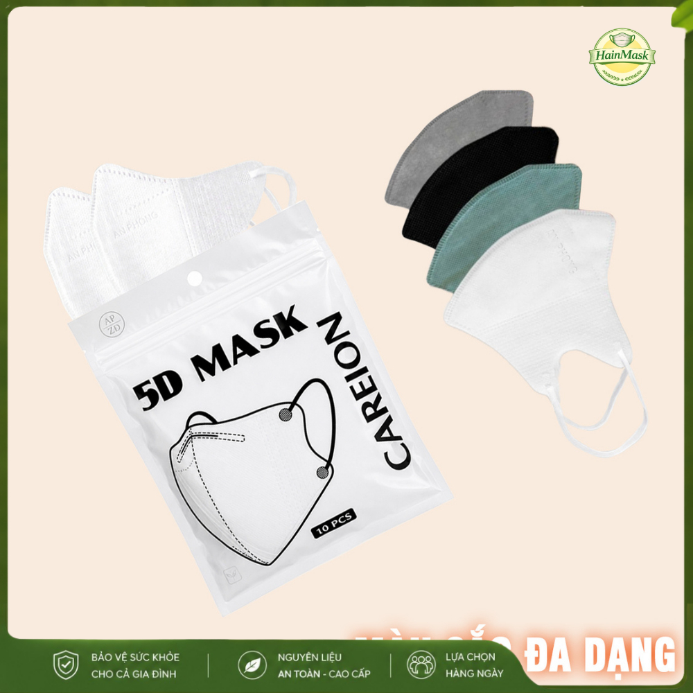 [Set 200 Cái Đủ Màu] Khẩu Trang 5D Mask THÁI LAN CAREION 3 Lớp Dày Dặn Lọc Bụi Mịn Kháng Khuẩn