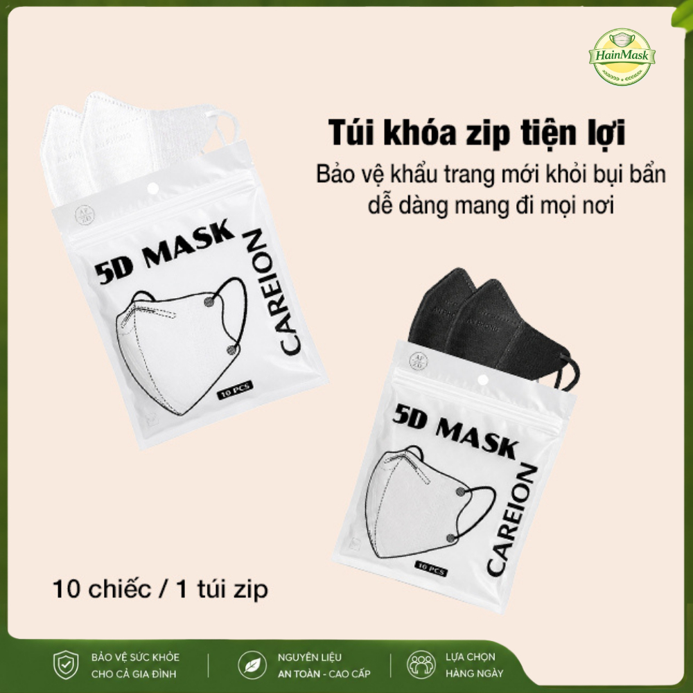[Set 200 Cái Đủ Màu] Khẩu Trang 5D Mask THÁI LAN CAREION 3 Lớp Dày Dặn Lọc Bụi Mịn Kháng Khuẩn