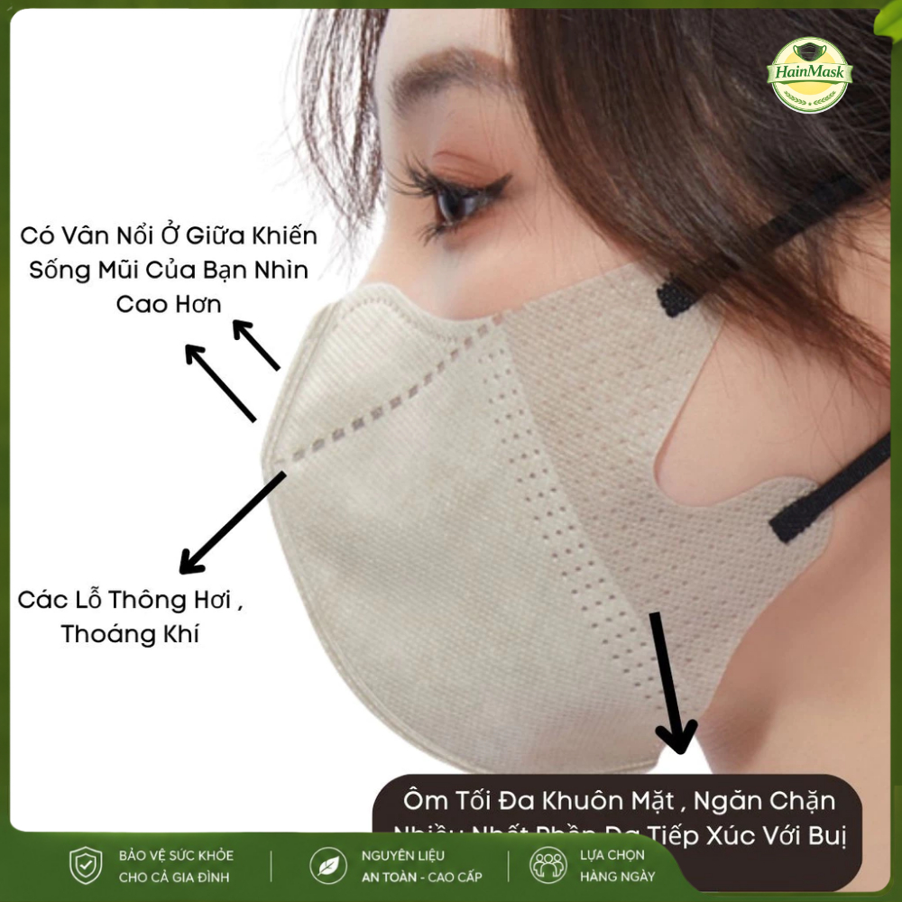 [Set 200 Cái Đủ Màu] Khẩu Trang 5D Mask THÁI LAN CAREION 3 Lớp Dày Dặn Lọc Bụi Mịn Kháng Khuẩn