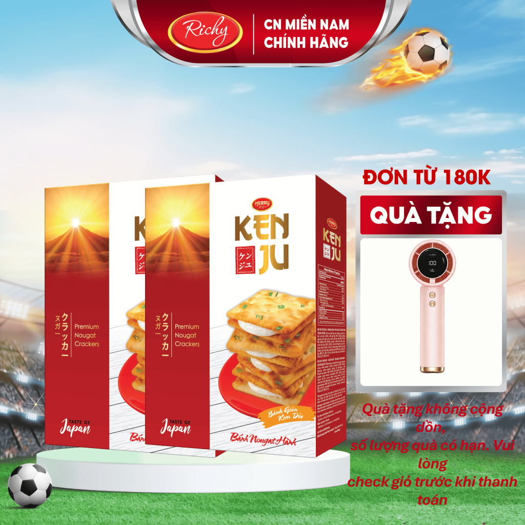 [TẶNG QUẠT ĐƠN 180K] Bánh quy Kenju giòn kem dẻo hộp 279gr, Bánh Kẹo Richy