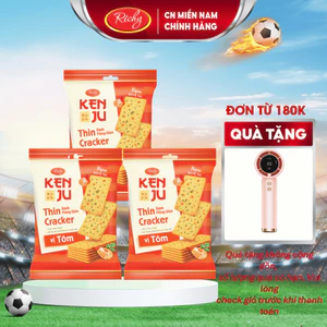 Combo 3 Túi Bánh Kenju Rau Củ vị Tôm 192g, Bánh Quy vị Tôm thật - Bánh kẹo Richy