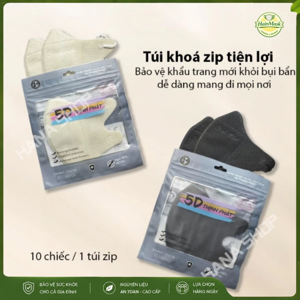 Khẩu Trang 5D Thịnh Phát Chính Hãng | Êm Tai - Thoáng Khí - Chống Tia UV 3 Kháng Khuẩn | Set 200 Cái