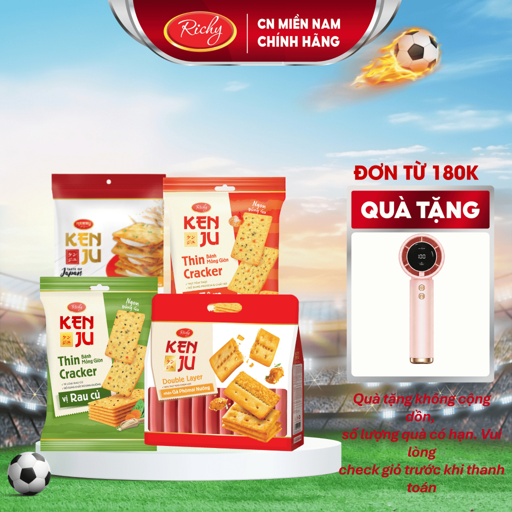 [TẶNG QUẠT ĐƠN 180K]  Combo bánh quy Kenju nhiều vị, Kenju rau củ/ vị tôm,kem dẻo hành, chà bông