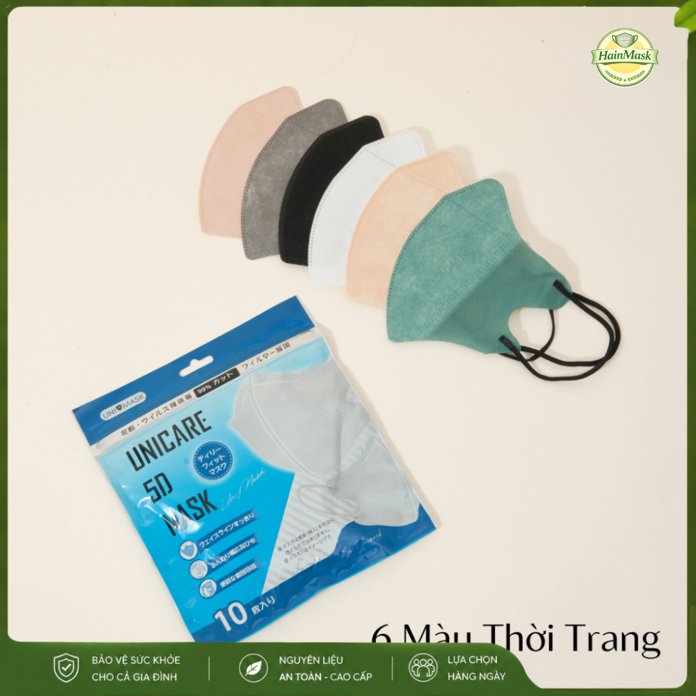 [Set 100 Cái Đủ Màu] Khẩu Trang 5D UNI MASK (Uni Care) Hàng Cao Cấp Chống Bụi Mịn Chính Hãng