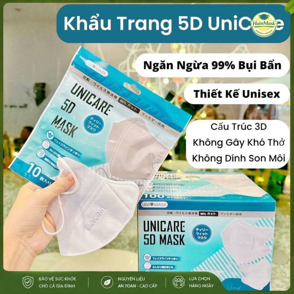 [Set 100 Cái Đủ Màu] Khẩu Trang 5D UNI MASK (Uni Care) Hàng Cao Cấp Chống Bụi Mịn Chính Hãng
