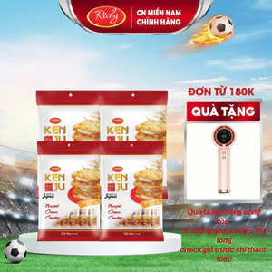 Combo 4 túi bánh quy kem dẻo Kenju 186g, Bánh Quy Nougat, Bánh Kẹo Richy